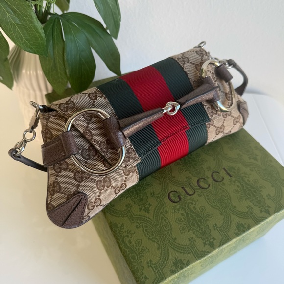 Gucci GG Canvas Small Horsebit Chain Shoulder Bag - Picture 1 of 16